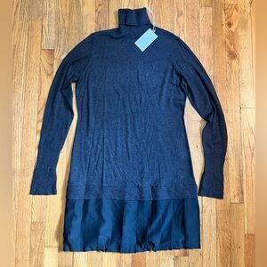 SOFT SURROUNDINGS Womens Size Medium Sweater Dress Gray Turtleneck Pleated Skirt